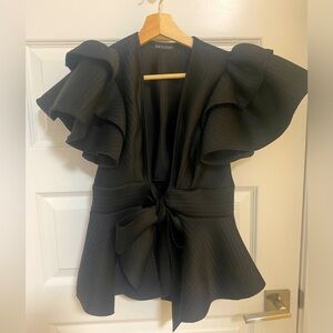 Black peplum top with bow size M